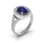 Cushion-Cut Tanzanite 925 Silver Solitaire Ring