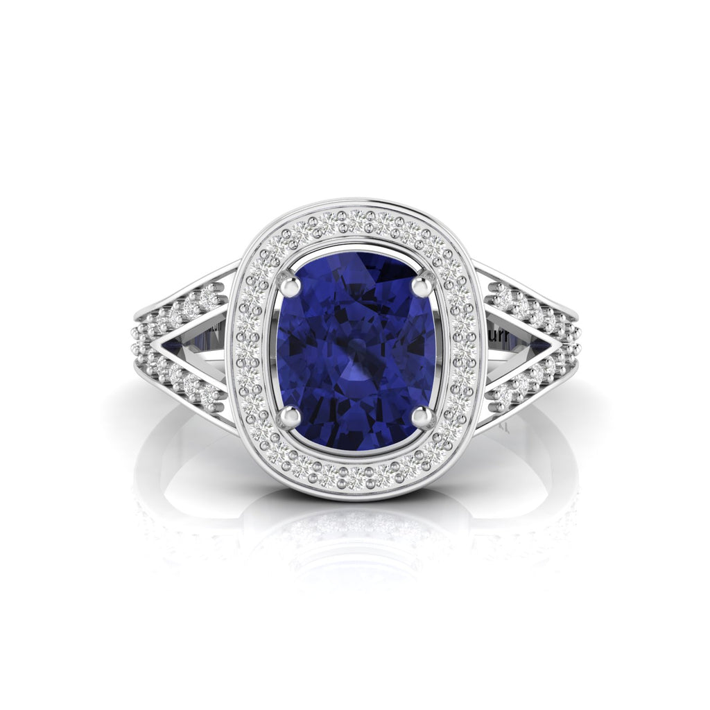 Cushion-Cut Tanzanite 925 Silver Solitaire Ring