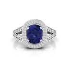 Cushion-Cut Tanzanite 925 Silver Solitaire Ring