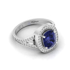 Cushion-Cut Tanzanite 925 Silver Solitaire Ring