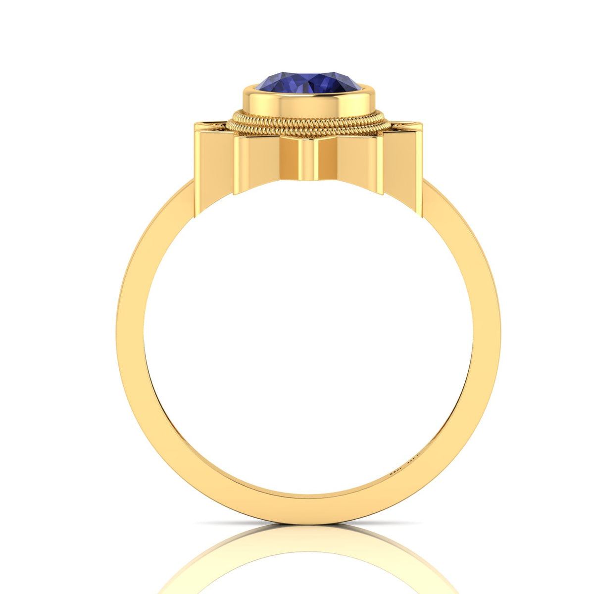 Tanzanite Gold Plated Solitaire Sun Ring