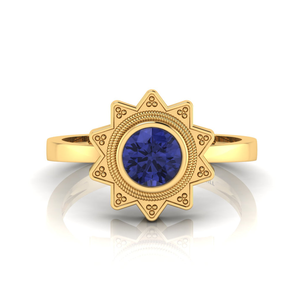 Tanzanite Gold Plated Solitaire Sun Ring