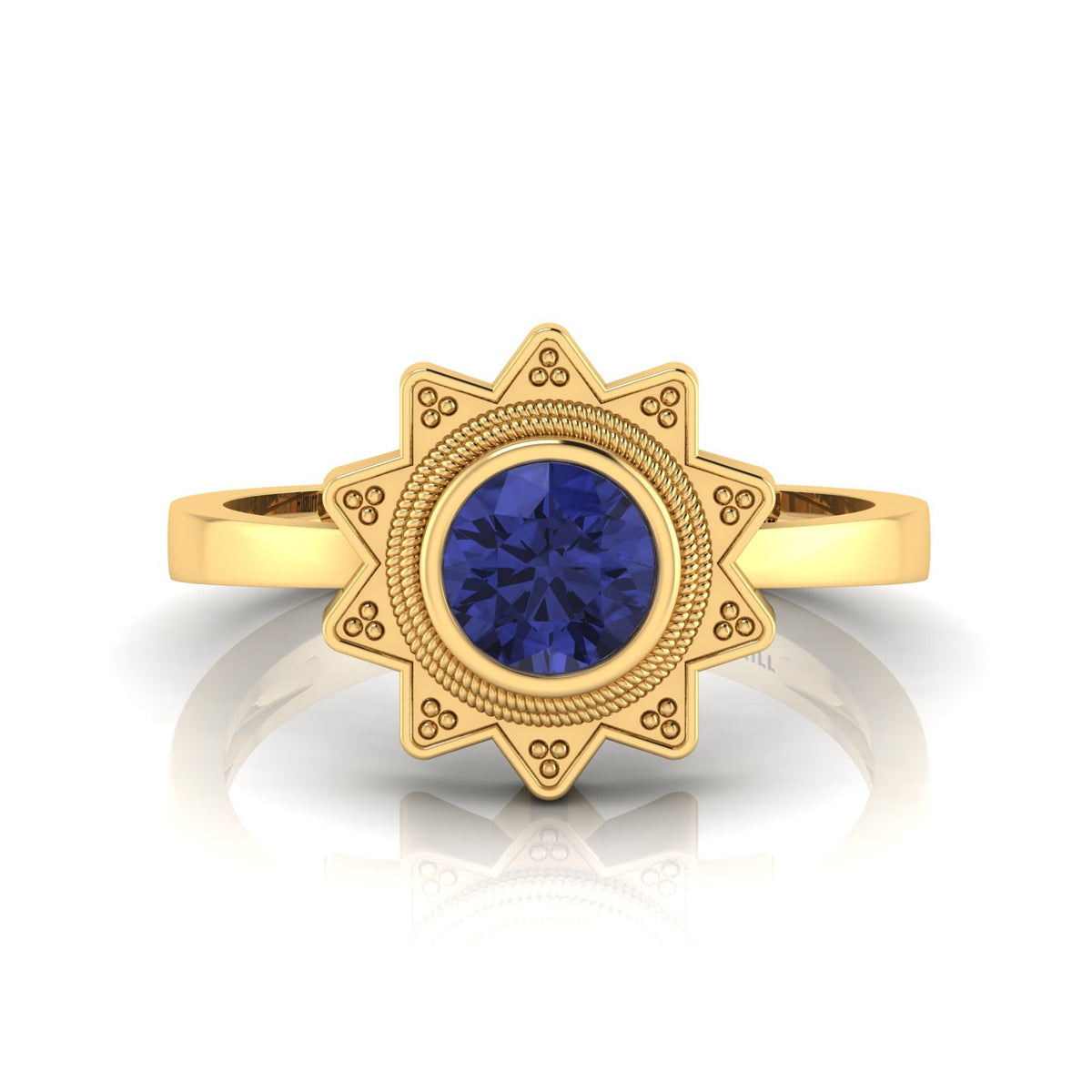 Tanzanite Gold Plated Solitaire Sun Ring