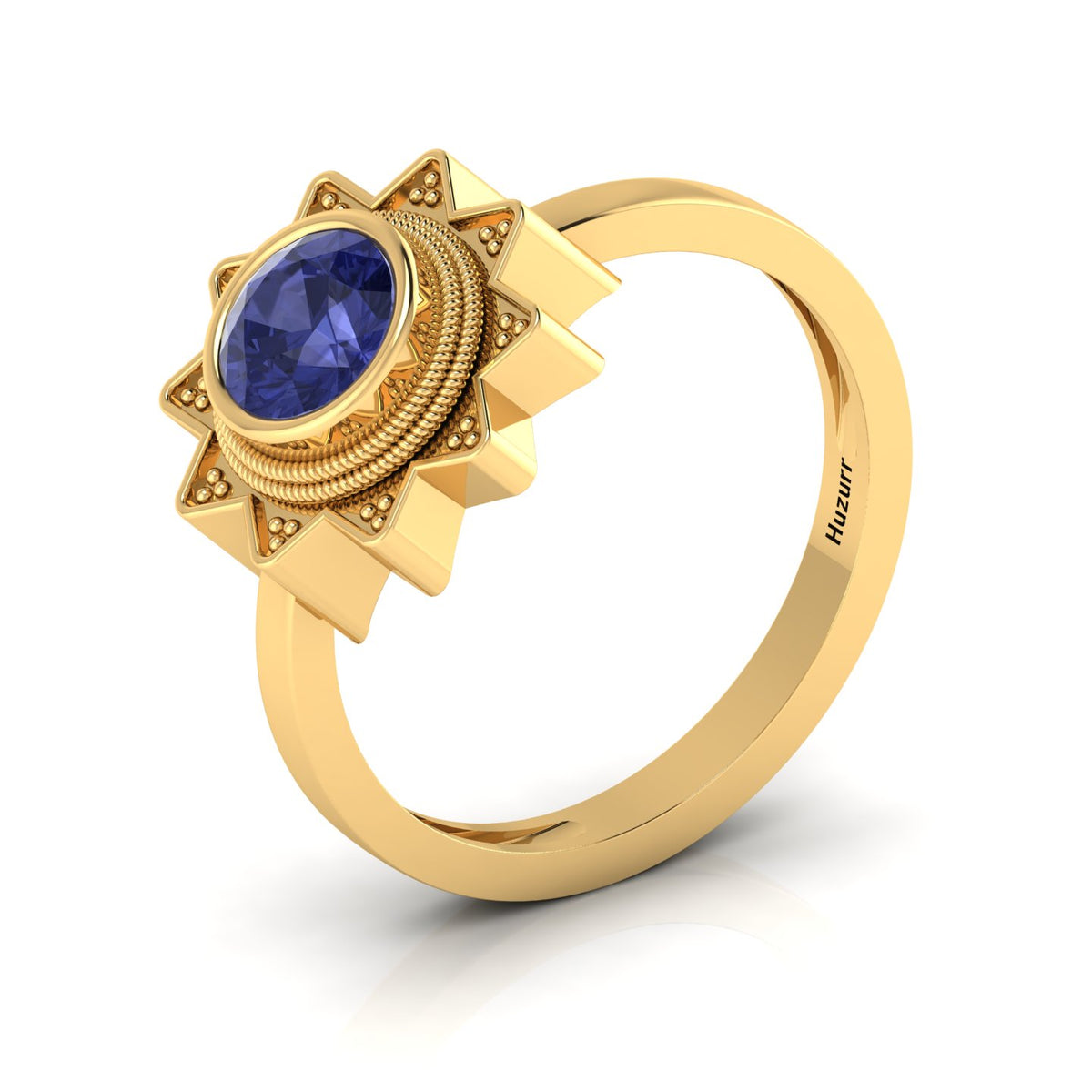 Tanzanite Gold Plated Solitaire Sun Ring