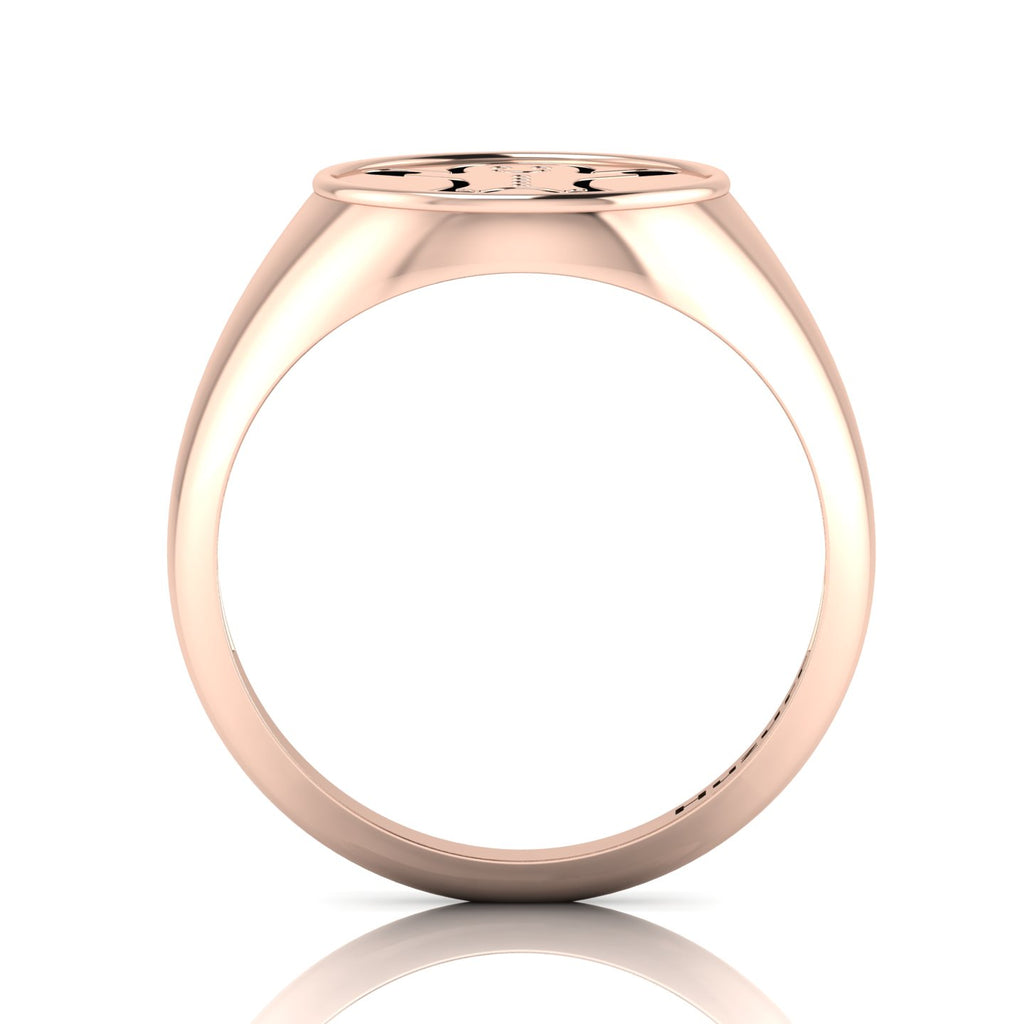 Black Enamel Gingerbread Man Engraved Rose Gold Plated Classic Signet Ring