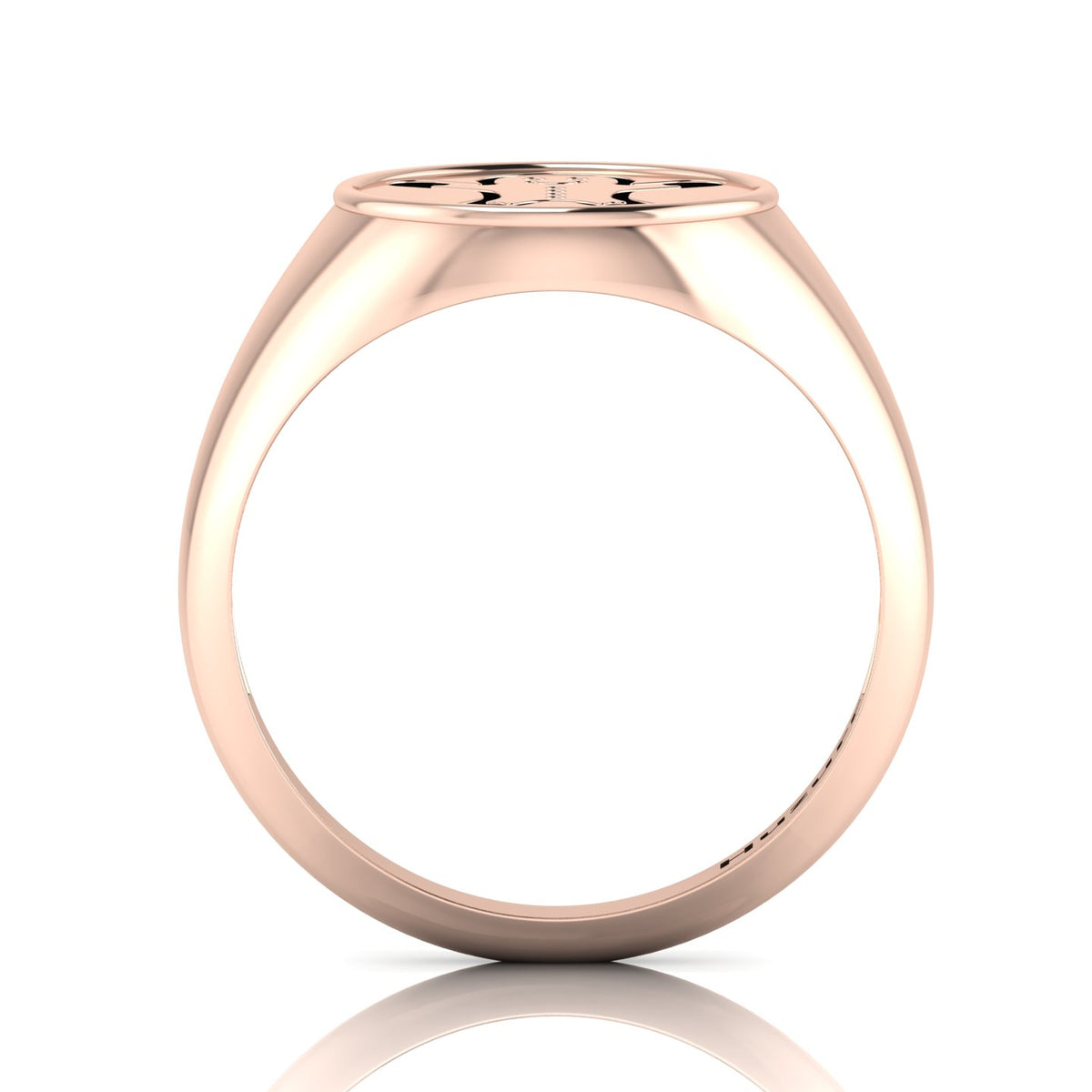 Black Enamel Gingerbread Man Engraved Rose Gold Plated Classic Signet Ring