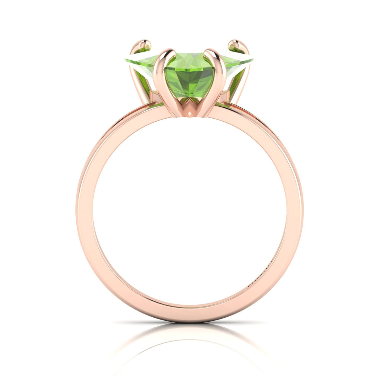 Trillion Curved Peridot Rose Gold Plated Ring