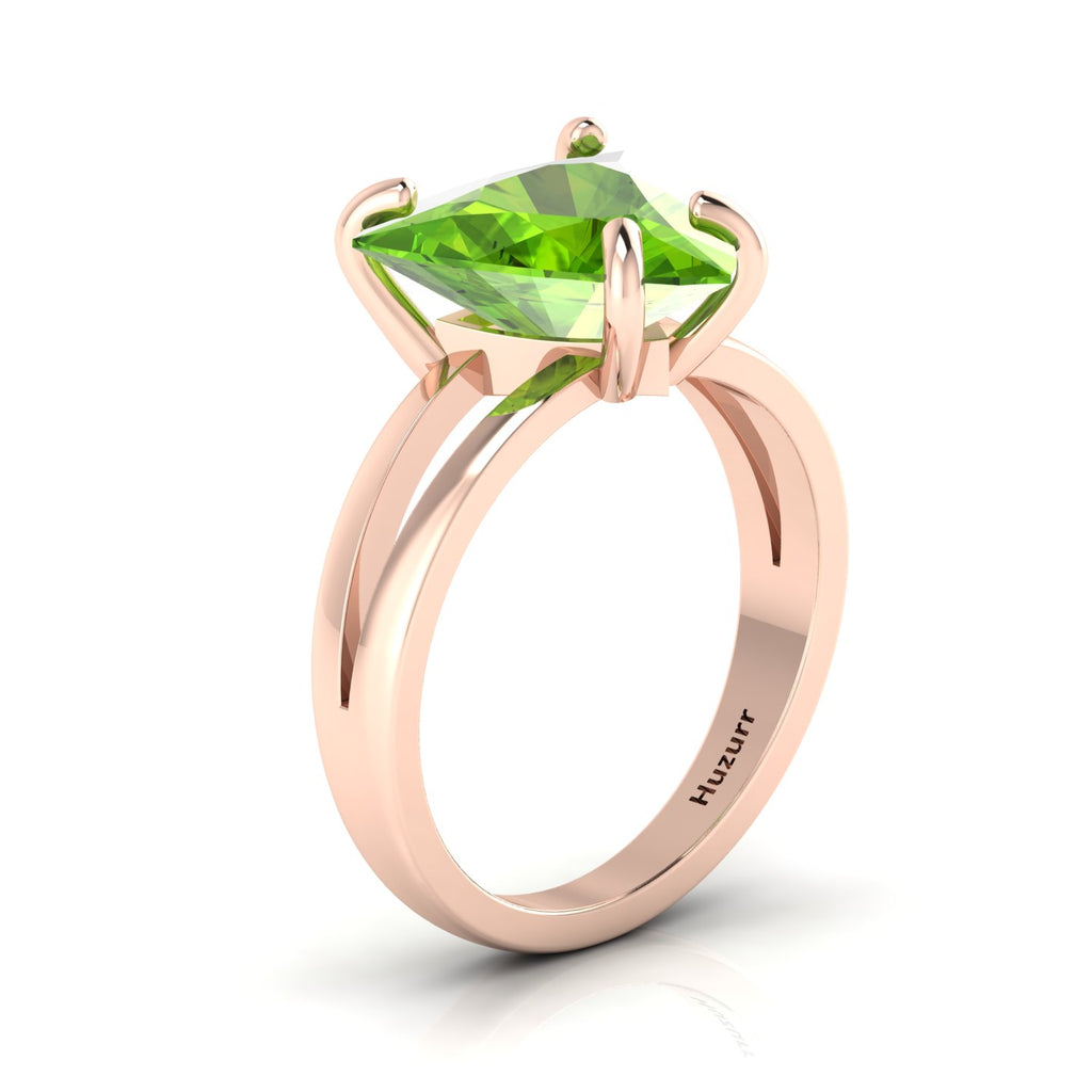 Trillion Curved Peridot Rose Gold Plated Ring