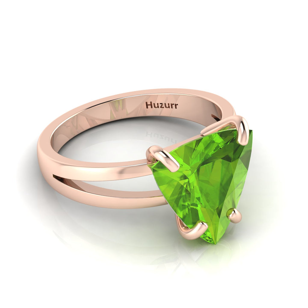 Trillion Curved Peridot Rose Gold Plated Ring