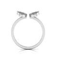 Round Black Diamond Silver Open Butterfly Adjustable Ring