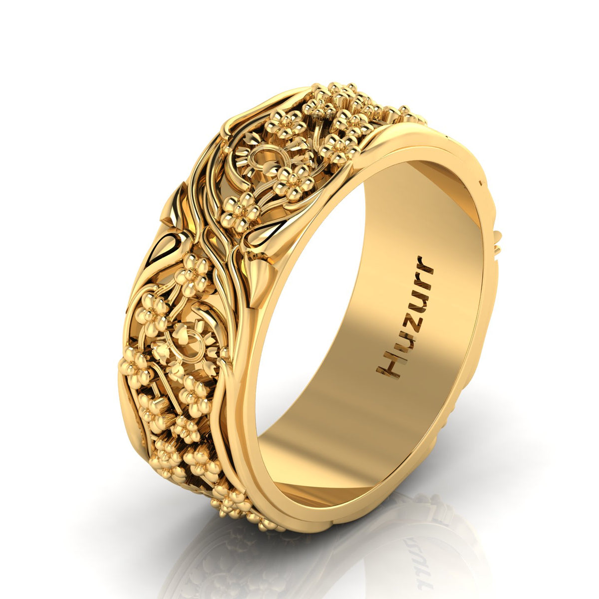Stylish Flower Two Tone Gold Plated Band Ring