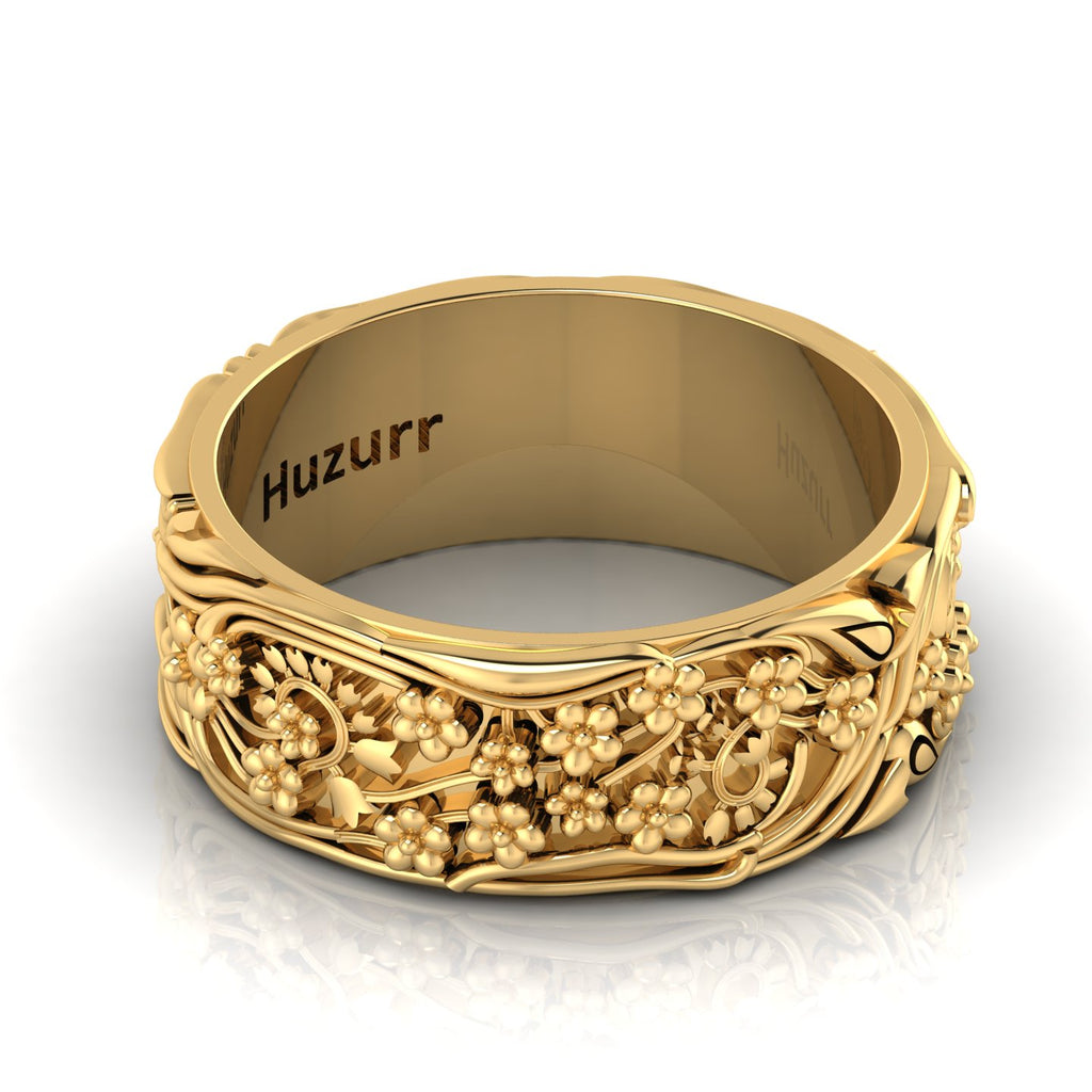 Stylish Flower Two Tone Gold Plated Band Ring