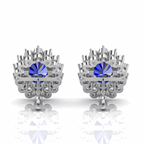 Sterling Silver Stud Earrings With Blue Sapphire And Diamond