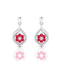 Classic Flower Drop Ruby Sterling Silver Earrings