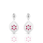 Classic Flower Drop Ruby Sterling Silver Earrings