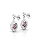 Classic Flower Drop Ruby Sterling Silver Earrings