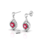 Classic Flower Drop Ruby Sterling Silver Earrings