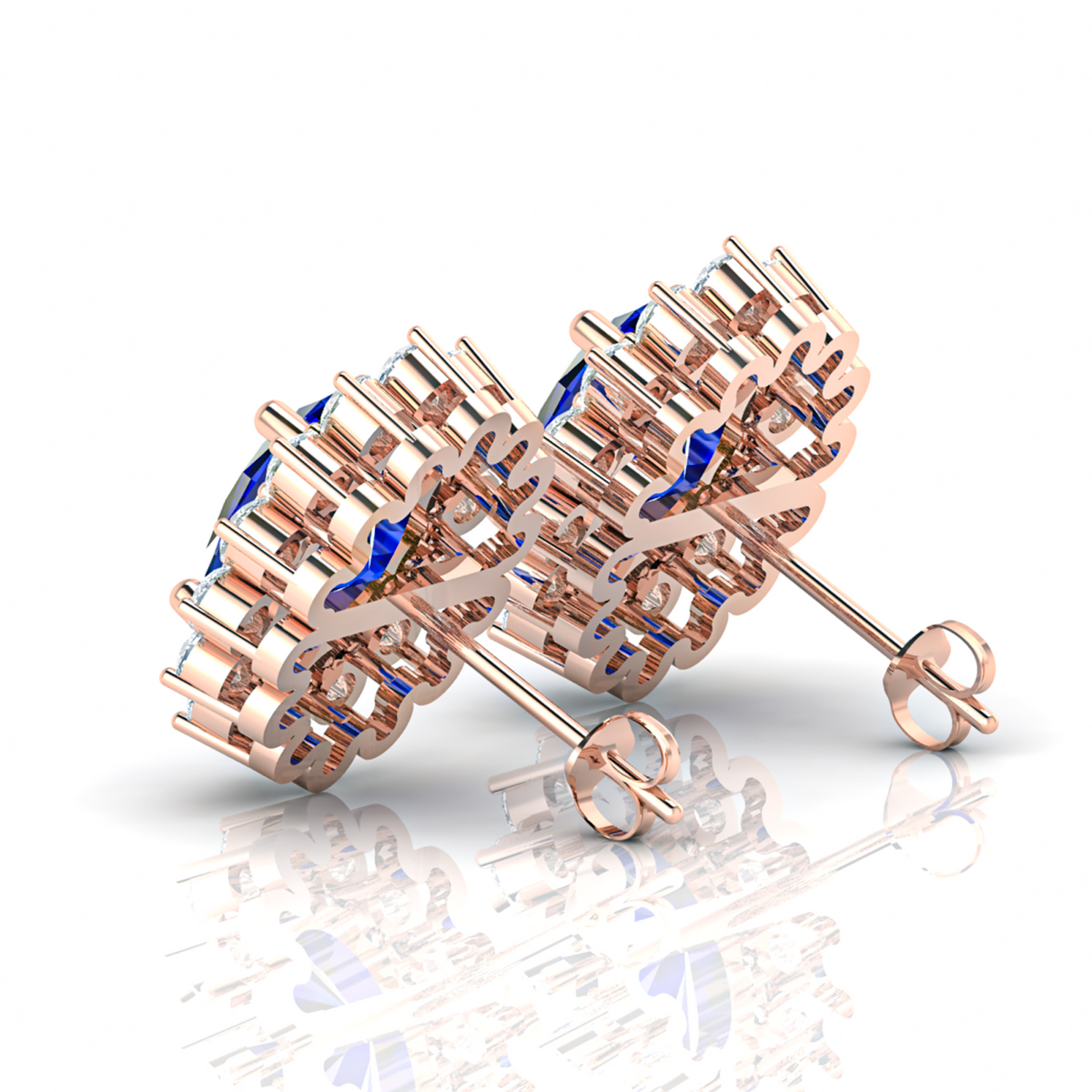 Sparkling Rose Gold Plated Stud Earrings